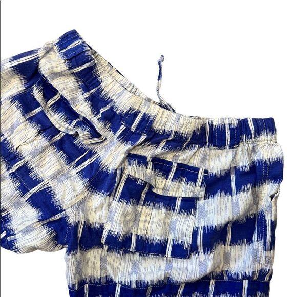 MOSSIMO Blue & White Drawstring Tie Dye Cuffed Lightweight BackFlap Pocket Short - Picture 3 of 8